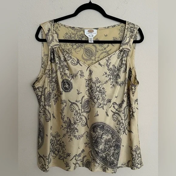 Talbots Cream and Black Patterned Blouse - Picture 3 of 14